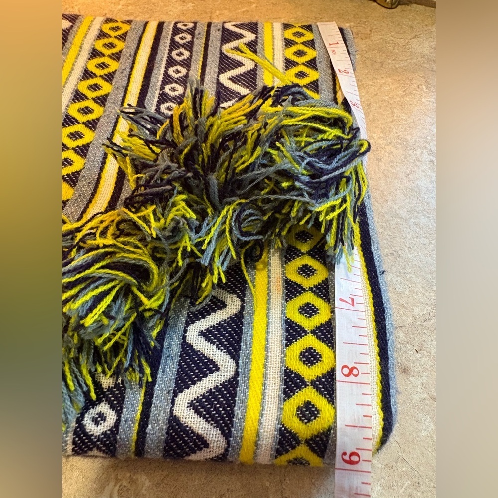 Mud Pie Envelope Clutch Purse, Navy/White/Yellow, Tassel Fringe Trimmed, Woven - Picture 8 of 8